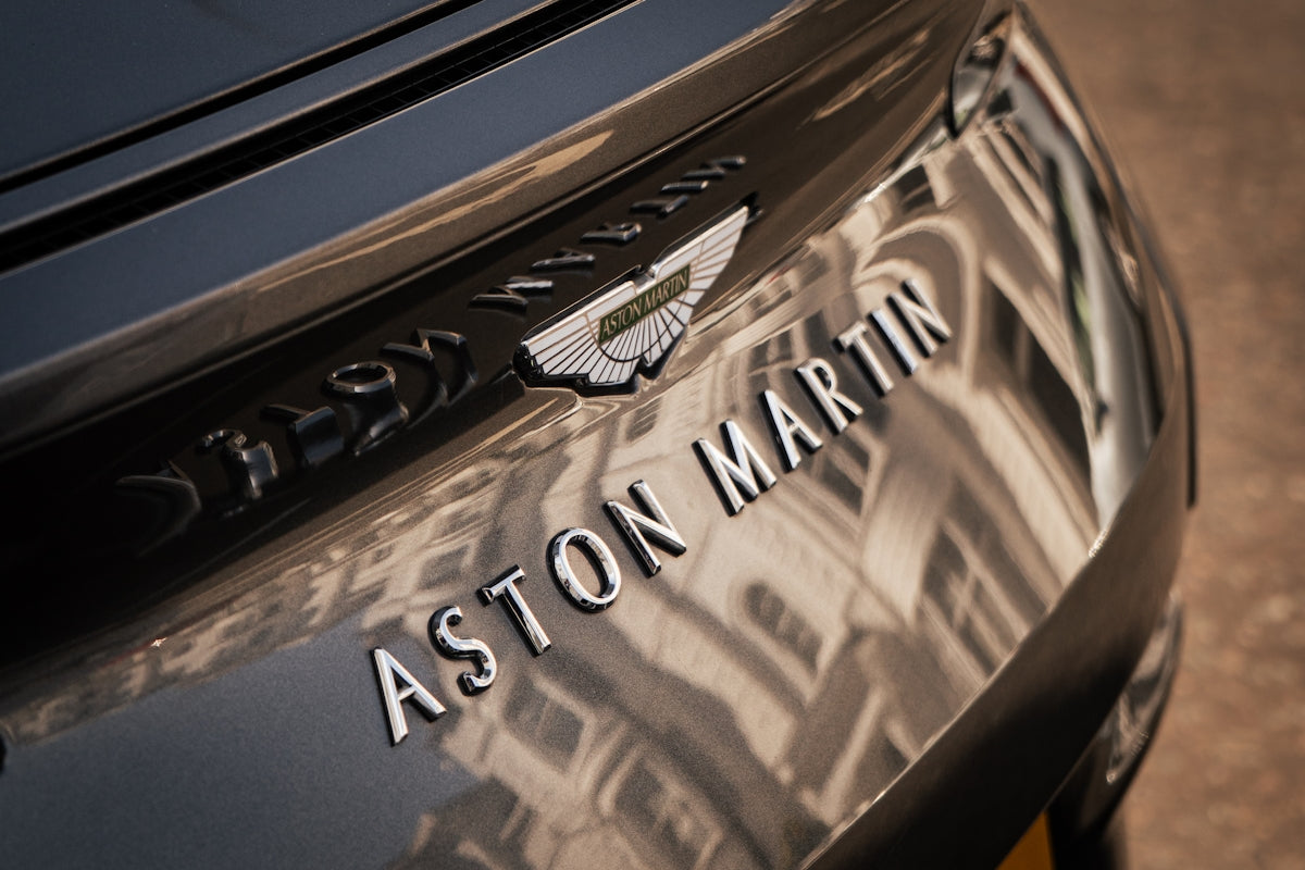 Aston martin badge on a car.